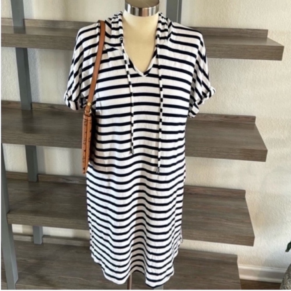 Cable & Gauge Striped Hooded Swim Coverup Dress